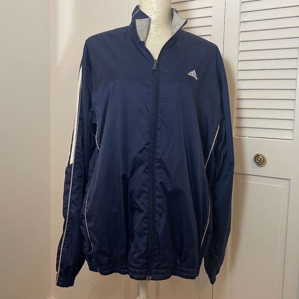 VTG Adidas 2005 Windbreaker Men's MEDIUM - Blue Zip Track Jacket